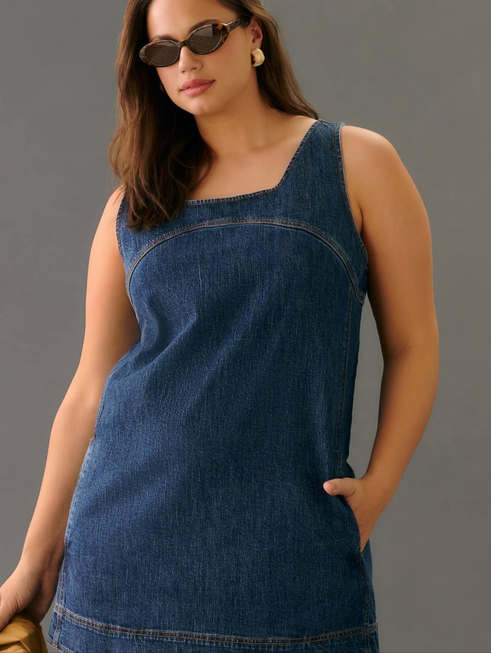 NWT Natural Life Denim JJ Jumper Mini Dress Raw Hem XL